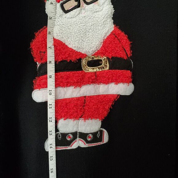 United States Sweaters Black XL Christmas Santa Sneakers Glasses Holiday Party - Picture 3 of 11